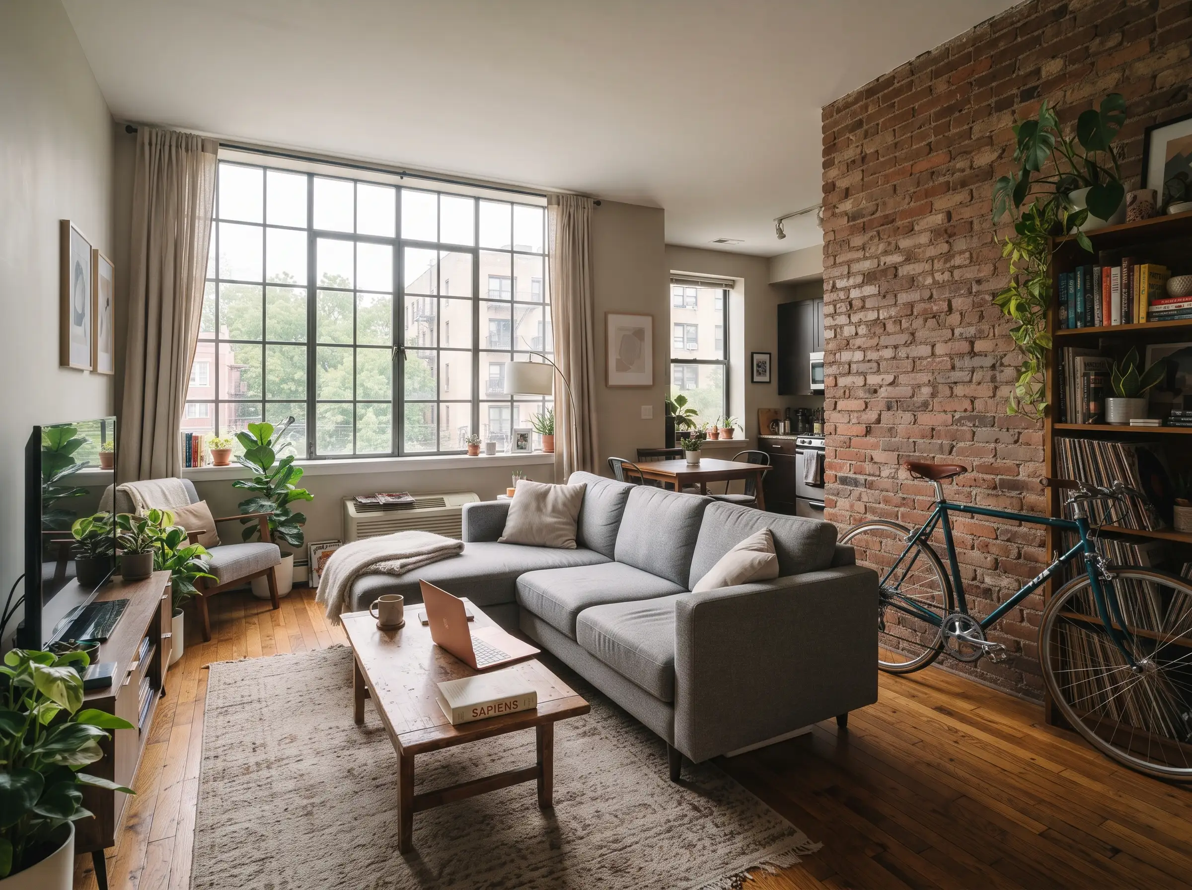 Apartment living room with belongings covered by renters insurance